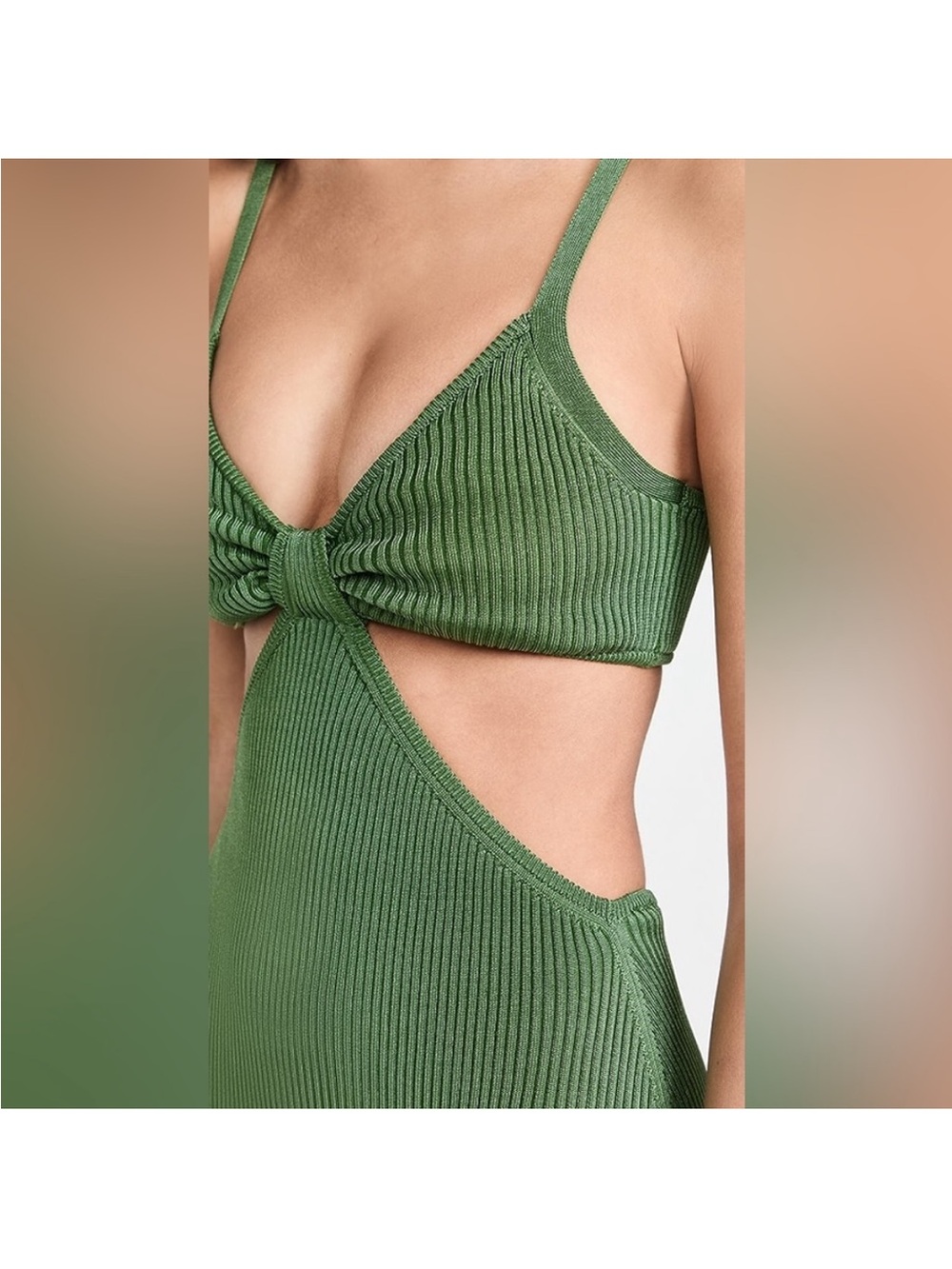 Cult Gaia Serita Cutout Ribbed Knit Midi Dress Basil Green Size Medium - Picture 4 of 13